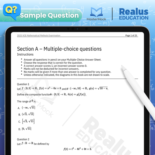 VCE MasterMock 2025 - Mathematical Methods - 3 sets