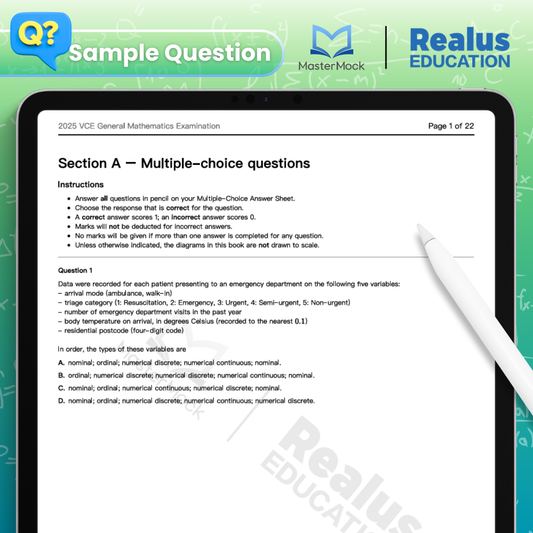 VCE MasterMock 2025 - General Mathematics - 3 sets